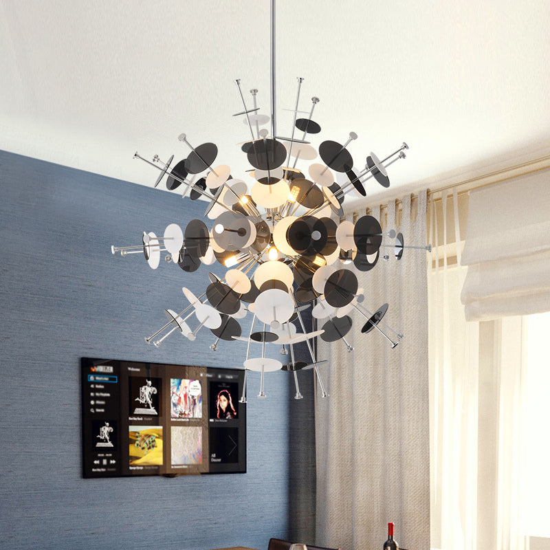 Valã©Rie - Modern Multi Head Sphere Chandelier Style Metal Hanging Light In Black/Gold With Small