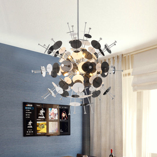 Valã©Rie - Modern Multi Head Sphere Chandelier Style Metal Hanging Light In Black/Gold With Small