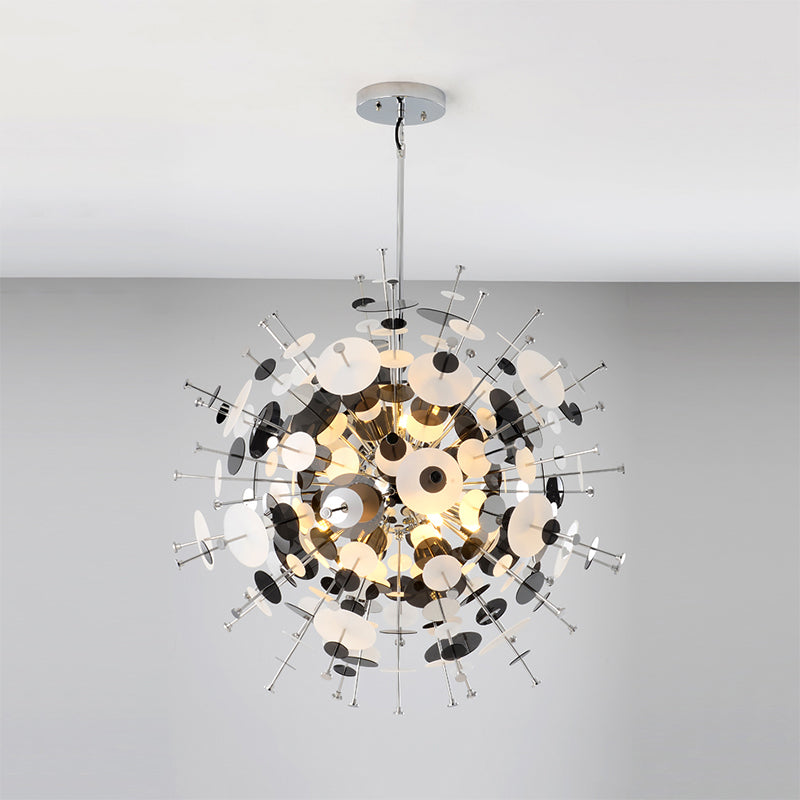 Valã©Rie - Modern Multi Head Sphere Chandelier Style Metal Hanging Light In Black/Gold With Small