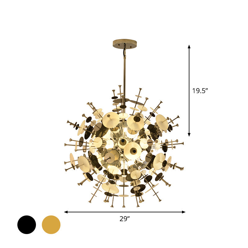 Valã©Rie - Modern Multi Head Sphere Chandelier Style Metal Hanging Light In Black/Gold With Small