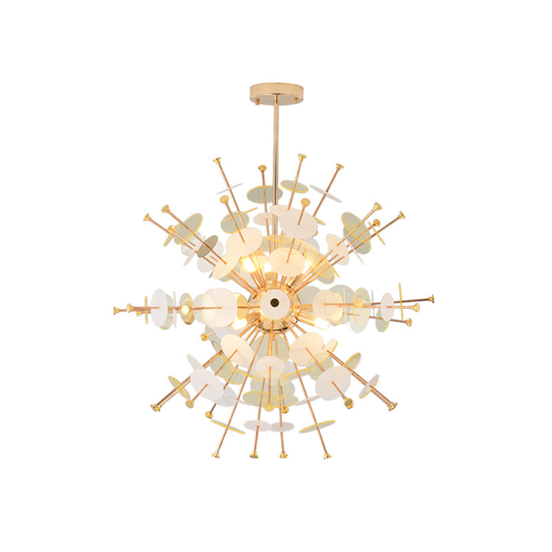 Valã©Rie - Modern Multi Head Sphere Chandelier Style Metal Hanging Light In Black/Gold With Small