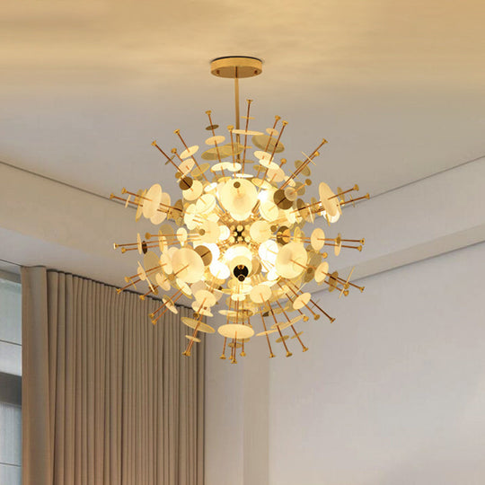 Valã©Rie - Modern Multi Head Sphere Chandelier Style Metal Hanging Light In Black/Gold With Small