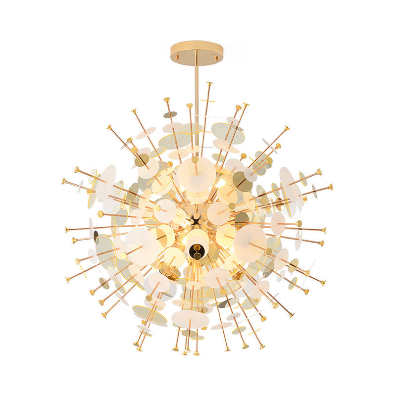 Valã©Rie - Modern Multi Head Sphere Chandelier Style Metal Hanging Light In Black/Gold With Small