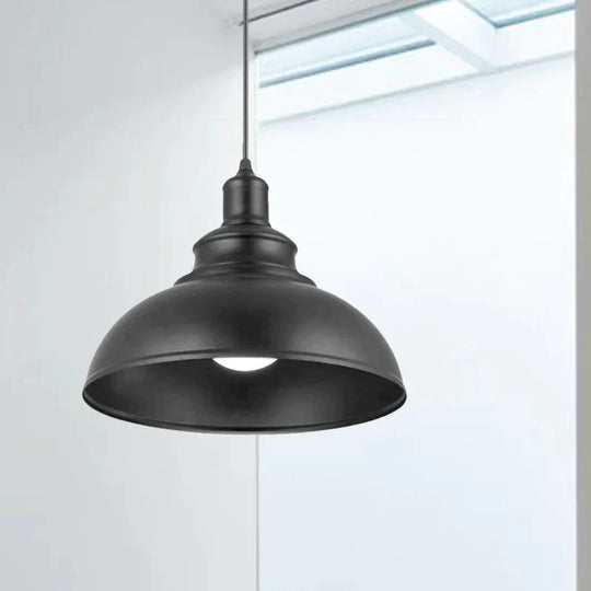 Vintage Style Metallic Black Hanging Light Dome Pendant Lamp
