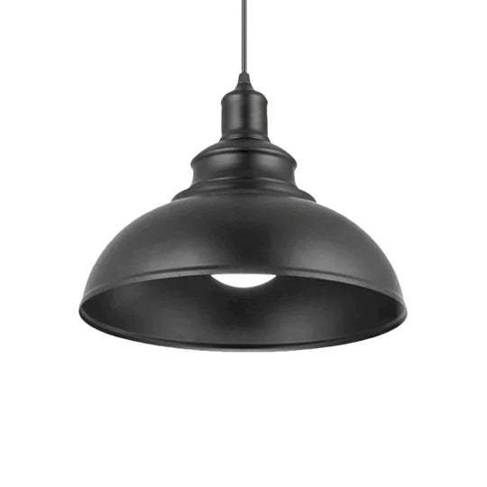 Vintage Style Metallic Black Hanging Light Dome Pendant Lamp