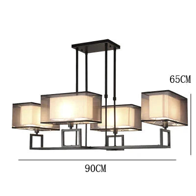 Chandelier Living Room Lamp Study Bedroom Led Lighting Restaurant Rectangular Lamps Black / Medium