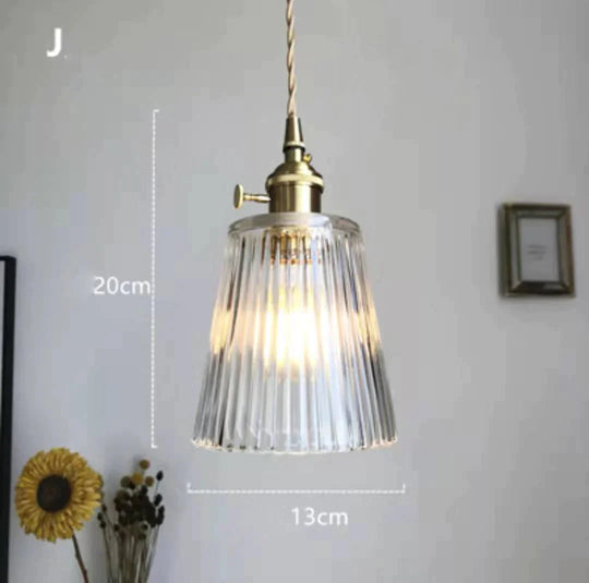 Brass Glass Bell Bedside Chandelier Nordic Simple Restaurant Bar Porch Balcony Lamp J Pendant