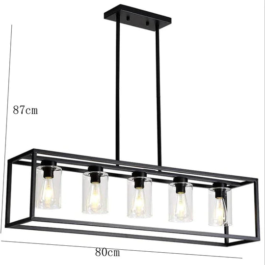 Rectangular Chandelier Dining Table Lamp Creative Simplicity Bar Living Room Marble Glass Downward