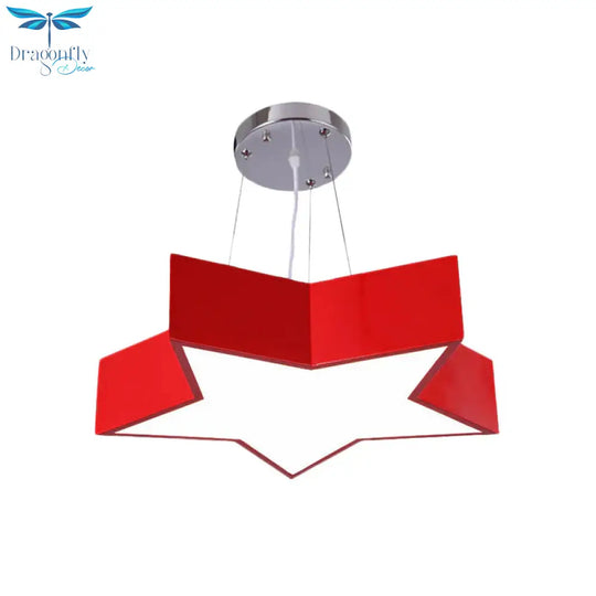 18’/23.5’ W Kids Led Pendant Chandelier Red Star Hanging Ceiling Light With Acrylic Shade For