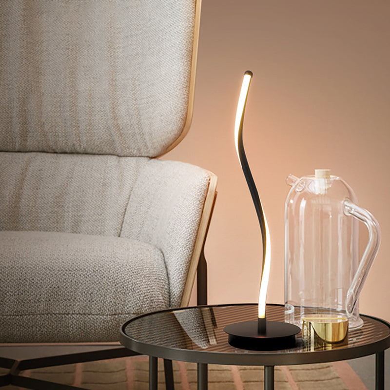 Dominique - Metal Ribbon - Like Night Light Simplicity Black/White Led Task Lighting With Round