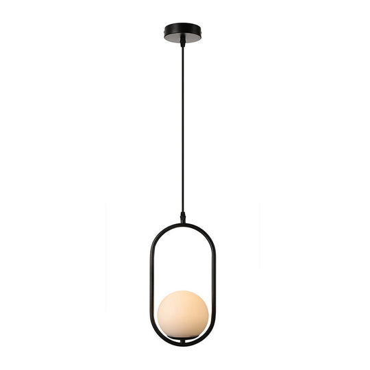 Lara - Modern Globe Pendant Lighting White Glass 1/2 Lights Black/Gold Hanging Ceiling Lamp For