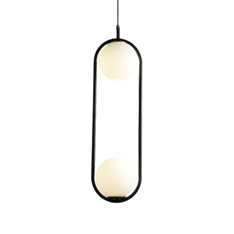 Lara - Modern Globe Pendant Lighting White Glass 1/2 Lights Black/Gold Hanging Ceiling Lamp For