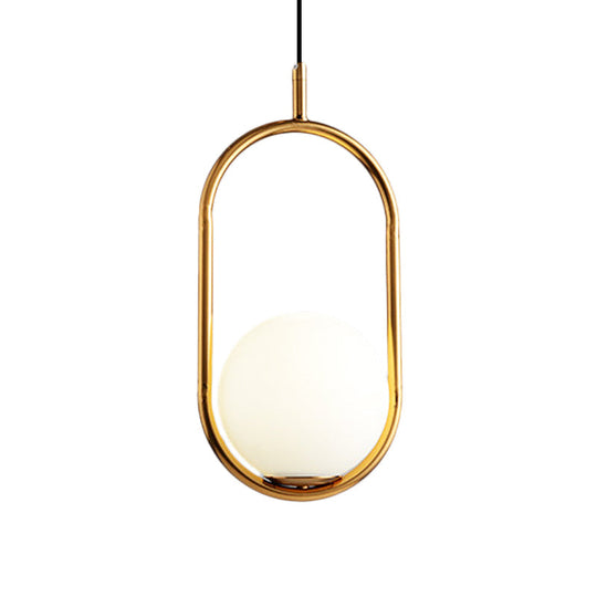 Lara - Modern Globe Pendant Lighting White Glass 1/2 Lights Black/Gold Hanging Ceiling Lamp For