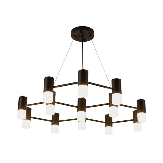 Julia - Black Modern Finish Hanging Light Honeycomb Metal Chandelier For Restaurant Cottage