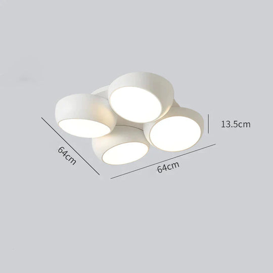 Simple Modern Atmosphere Living Room Bedroom Ceiling Lamp White / 4 Heads Tri - Color Light