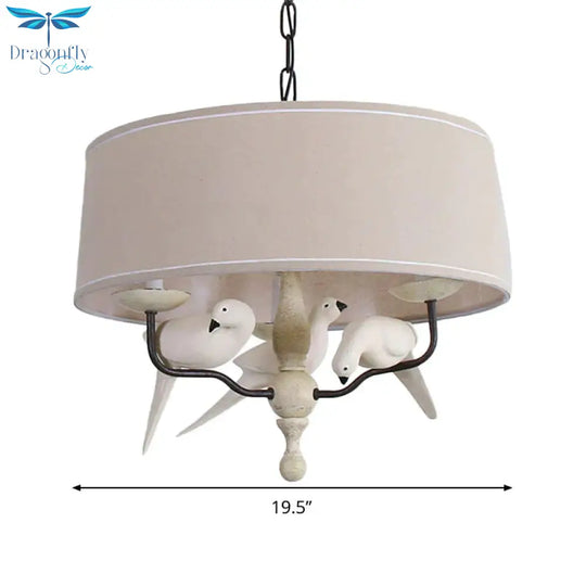 19.5’/23.5’ Wide Round Hanging Pendant Light Nordic Fabric 3 Heads Flaxen Chandelier Lighting
