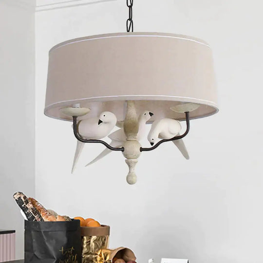 19.5’/23.5’ Wide Round Hanging Pendant Light Nordic Fabric 3 Heads Flaxen Chandelier Lighting /