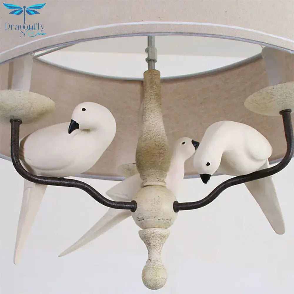 19.5’/23.5’ Wide Round Hanging Pendant Light Nordic Fabric 3 Heads Flaxen Chandelier Lighting