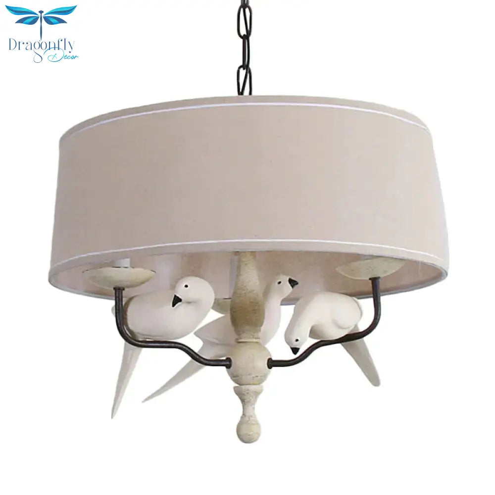 19.5’/23.5’ Wide Round Hanging Pendant Light Nordic Fabric 3 Heads Flaxen Chandelier Lighting
