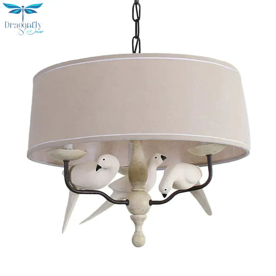 19.5’/23.5’ Wide Round Hanging Pendant Light Nordic Fabric 3 Heads Flaxen Chandelier Lighting
