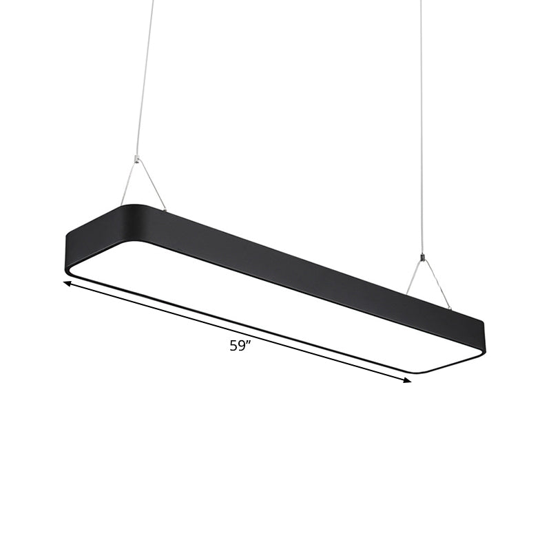Gianfar - Office Led Hanging Pendant Modern Black Suspension Lighting With Rectangle Acrylic Shade