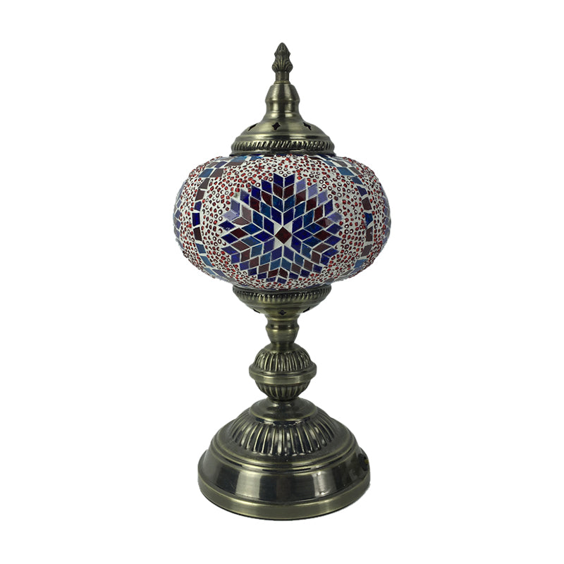 Angela - Vintage 1 Head Bedroom Table Lamp Bronze Task Lighting With Spherical Red/Blue/Multi -