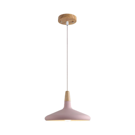 Serenity - Modern Grey/Pink/Green Cone Hanging Lamp Macaron 1 Bulb Aluminum Ceiling Pendant With
