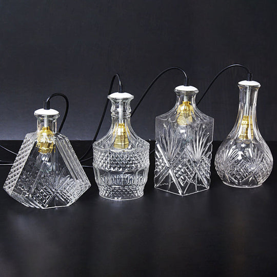 Michã¨le - Modern Clear Glass Wine Decanter Pendant Lamp Loft Single - Bulb Chen Bar Hanging