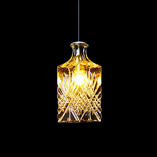 Michã¨le - Modern Clear Glass Wine Decanter Pendant Lamp Loft Single - Bulb Chen Bar Hanging