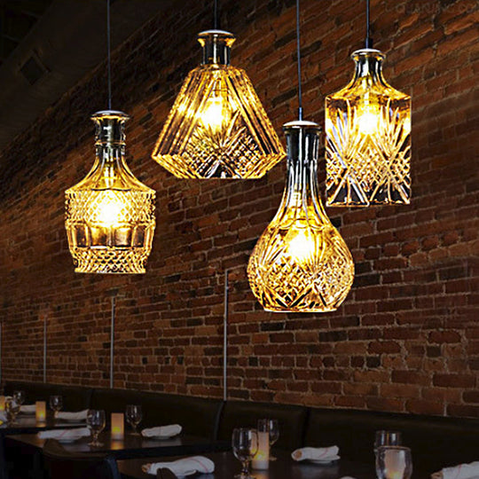 Michã¨le - Modern Clear Glass Wine Decanter Pendant Lamp Loft Single - Bulb Chen Bar Hanging