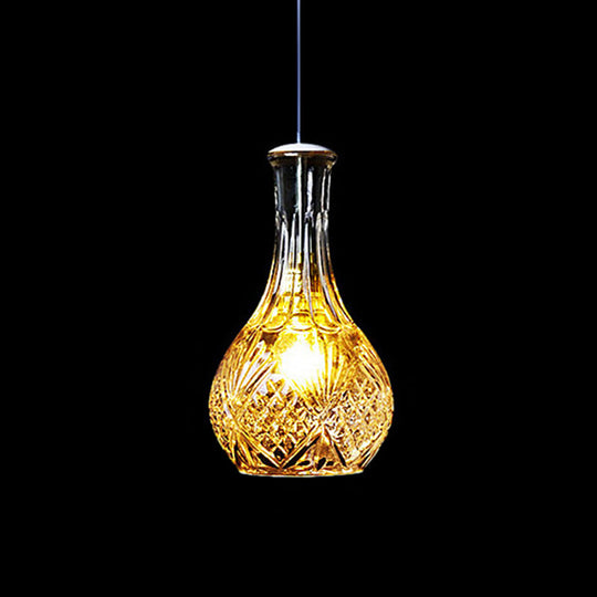 Michã¨le - Modern Clear Glass Wine Decanter Pendant Lamp Loft Single - Bulb Chen Bar Hanging