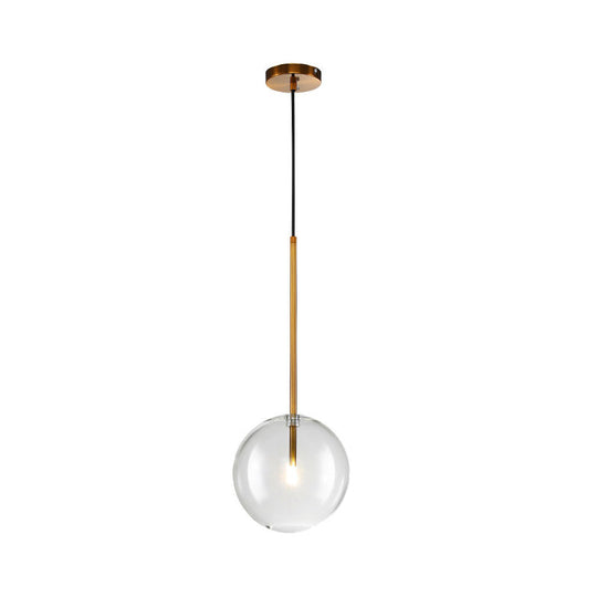 Sylvie - Minimalist Single Gold Pendant: Clear Glass Globe Suspension Lighting