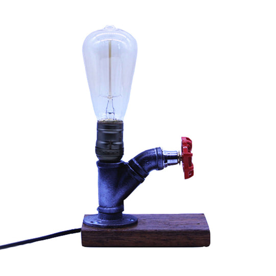 Ashley - Silver Metal Finish Night Lamp Faucet - Like Single Industrial Style Table Light With