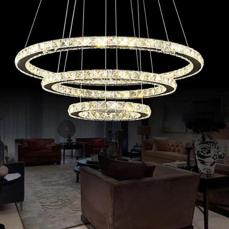 Multi Tier Crystal Encrusted Luxury Chandelier Led Pendant Lighting