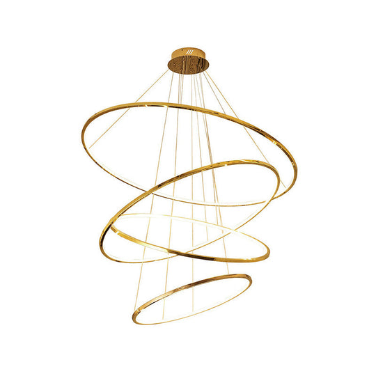 Gold Multi - Tire Chandelier Lamp Simplicity Stainless Steel Led Circle Ceiling Pendant Lighting