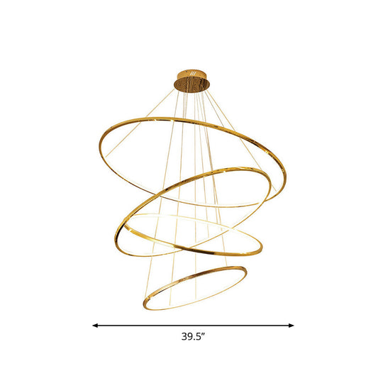 Gold Multi - Tire Chandelier Lamp Simplicity Stainless Steel Led Circle Ceiling Pendant Lighting
