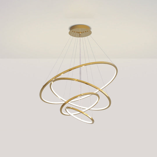 Gold Multi - Tire Chandelier Lamp Simplicity Stainless Steel Led Circle Ceiling Pendant Lighting