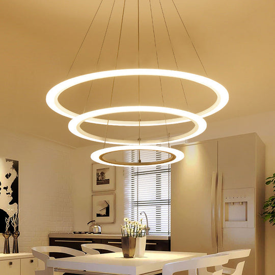 Multi Tier 2 - 3 - 4 Pendant Chandelier Acrylic White Led Ceiling Hang Light For Dining Room