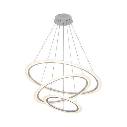 Multi Tier 2 - 3 - 4 Pendant Chandelier Acrylic White Led Ceiling Hang Light For Dining Room