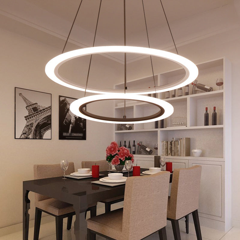 Multi Tier 2 - 3 - 4 Pendant Chandelier Acrylic White Led Ceiling Hang Light For Dining Room