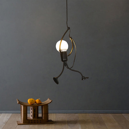 Serena - Small Man Hanging Ceiling Light Artistic Metallic 1/3 - Head Bedroom Pendant In Black
