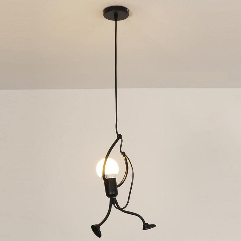 Serena - Small Man Hanging Ceiling Light Artistic Metallic 1/3 - Head Bedroom Pendant In Black