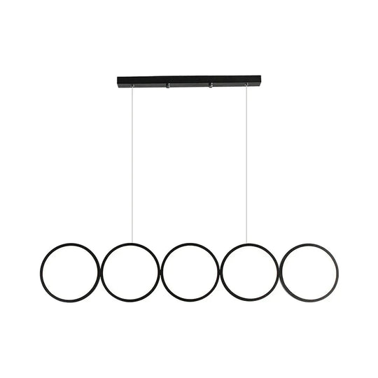 Led Ceiling 5 - Ring Black Hanging Island Light Metal Pendant Over Table Warm/White