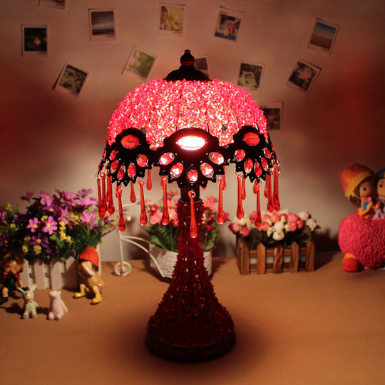 Cecilia - Bohemian Acrylic 1 - Light Copper Night Stand Light With Teardrop Fringe