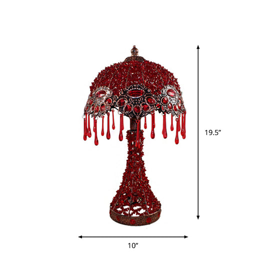 Cecilia - Bohemian Acrylic 1 - Light Copper Night Stand Light With Teardrop Fringe