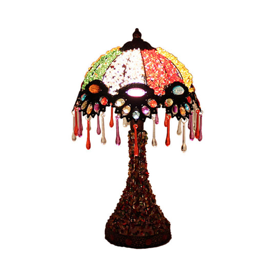 Cecilia - Bohemian Acrylic 1 - Light Copper Night Stand Light With Teardrop Fringe