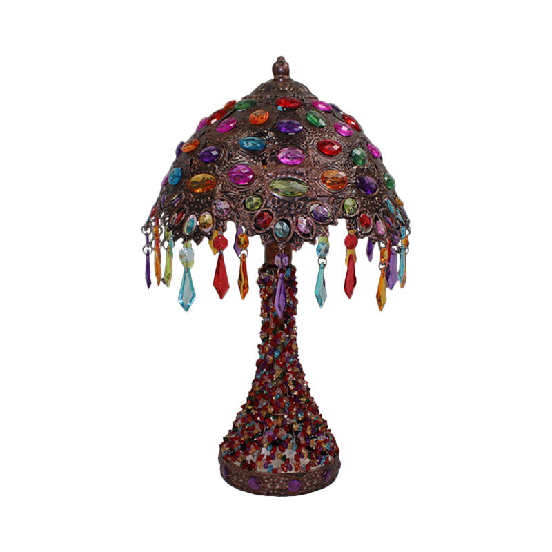 Cecilia - Bohemian Acrylic 1 - Light Copper Night Stand Light With Teardrop Fringe