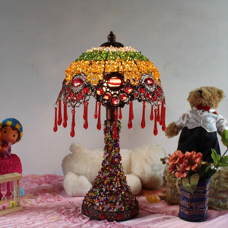 Cecilia - Bohemian Acrylic 1 - Light Copper Night Stand Light With Teardrop Fringe