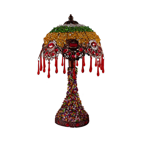 Cecilia - Bohemian Acrylic 1 - Light Copper Night Stand Light With Teardrop Fringe