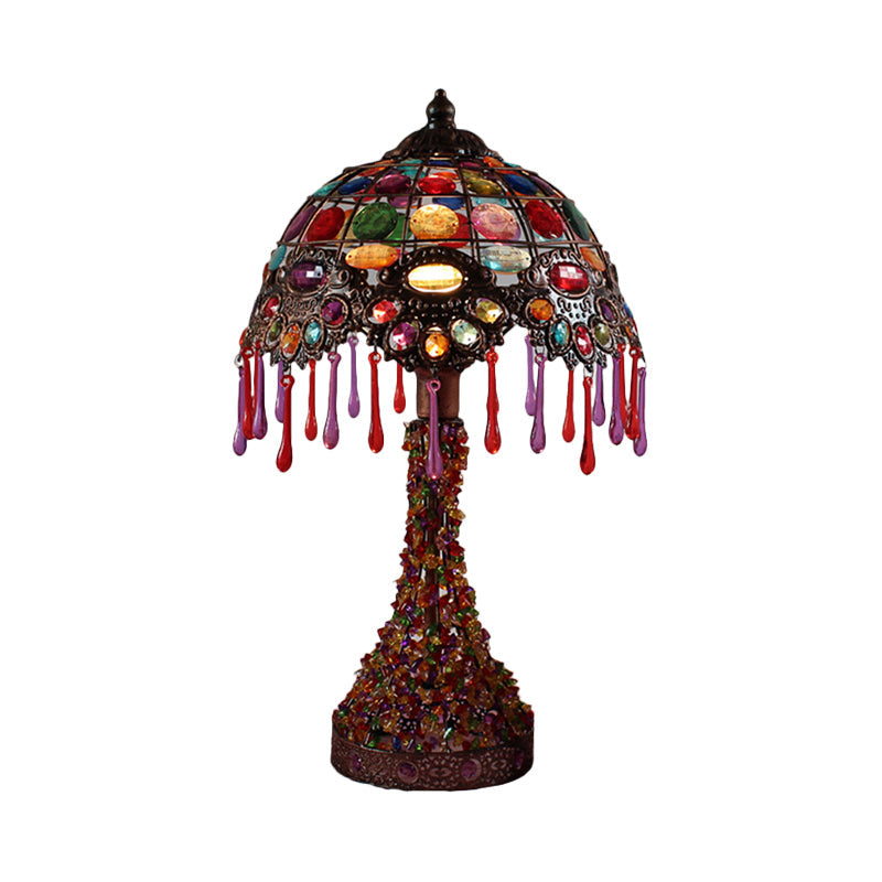 Cecilia - Bohemian Acrylic 1 - Light Copper Night Stand Light With Teardrop Fringe